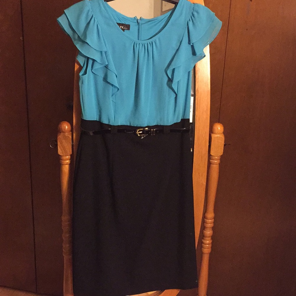 Blue and black work casual dress 4